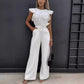 Ärmlös jumpsuit med hög midja och bälte
