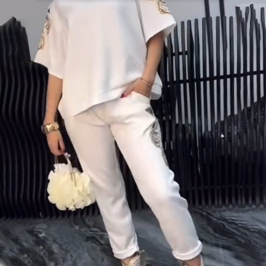 Tvådelat set med blommigt tryck för kvinnor