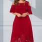 🔥Bästsäljare🔥 👗 Trendig off-shoulder-klänning med vacker spetsfåll – mjukt och andningsbart för fest och vardag