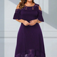 Women’s Elegant Cold Shoulder Lace Hem Dress