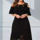 Women’s Elegant Cold Shoulder Lace Hem Dress