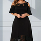 Women’s Elegant Cold Shoulder Lace Hem Dress