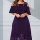 Women’s Elegant Cold Shoulder Lace Hem Dress