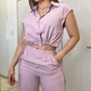 Crop Top Long Pants 2-delat set för kvinnor
