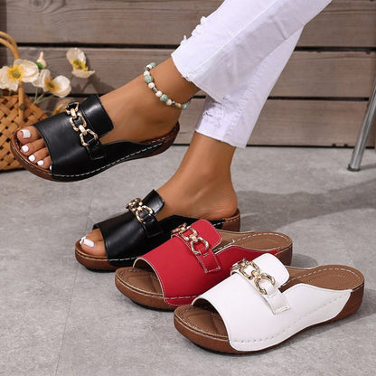 👡✨Fotvalvsstöd sandaler med guldspänne