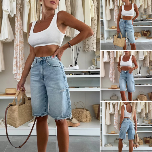 Chinos i vintage-ruinerad jeans