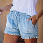 🍃🩳 Jeansshorts med hög midja och dragsko