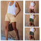 🍃🩳 Jeansshorts med hög midja och dragsko