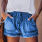 🍃🩳 Jeansshorts med hög midja och dragsko