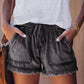 🍃🩳 Jeansshorts med hög midja och dragsko