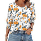 👚Ladies casual topp med rund hals och tryck