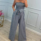 🎉Last Day Promotion 50% OFF💃Strapless Waist-Tie Striped Jumpsuit