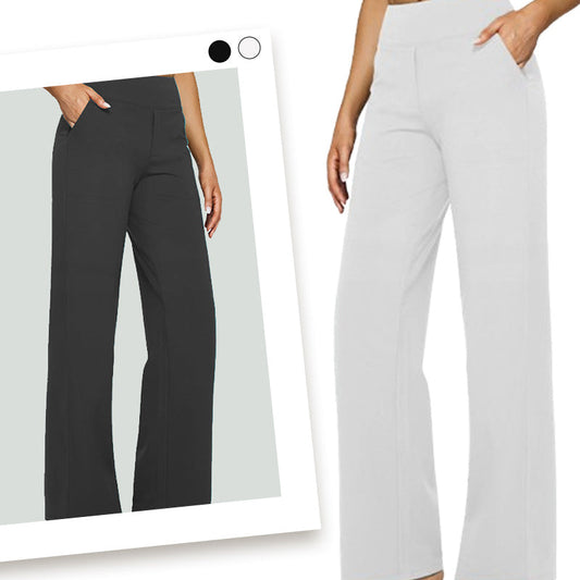 ⌛Specialerbjudande🔥 Yoga-byxor med hög midja och stretch för kvinnor, enkla, enfärgade och avslappnade