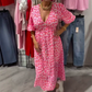 👗✨V-ringad klänning med tryck för kvinnor