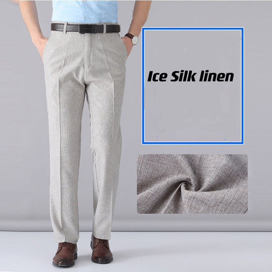 🔥Fabriksdirekt!🔥Ett måste i den framgångsrika mannens garderob – Ice Silk Linen Casual Trousers