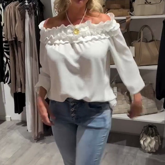 Damblus med fast volangkrage