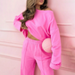 🌸Nyhet 50 % rabatt💖Modernt och minimalistiskt set med rund halsringning och vida byxor, 2 delar