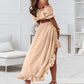 Women's Off Shoulder Crop Top & High-Low Hem Skirt Set