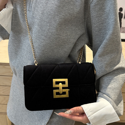 Modekedja med rem, quiltad fyrkantig väska