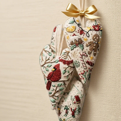 Hjärtformad handbroderad julklappsuppsättning