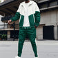 Kontrastfärgad hoodie och avsmalnande joggingbyxor för herr, sportset