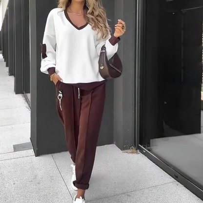 Color-Block Set med huvtröja och joggingbyxor