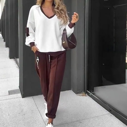 Color-Block Set med huvtröja och joggingbyxor