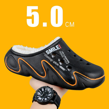 Varma tofflor med plyschfoder för män