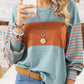 Damtrendig Färgblocksmönster randig långärmad t-shirt