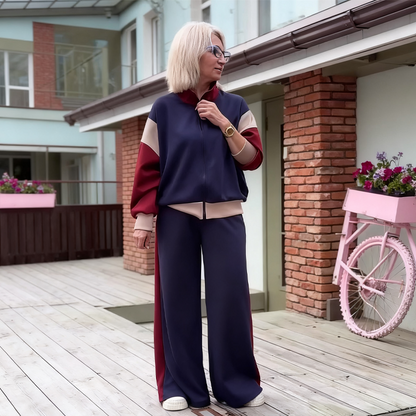 2-delat set med jacka och byxor med dragkedja för damer