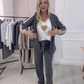 Modeträskad blazer och byxor, 2-delat set