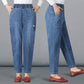 Stretchiga damjeans med hög midja och raka ben