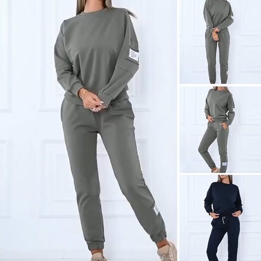 Dam 2-delat Set med Collegetröja och Joggingbyxor