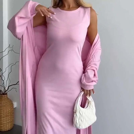 ⏳Begränsad tid 50 % rabatt⏰Ärmlös klänning och morgonrock för damer (2-delars set)👗🧥