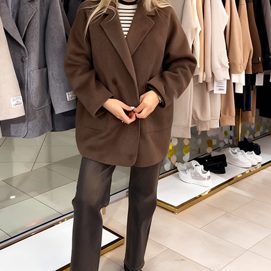 Elegant, mjuk och varm dubbelknäppt kappa för kvinnor