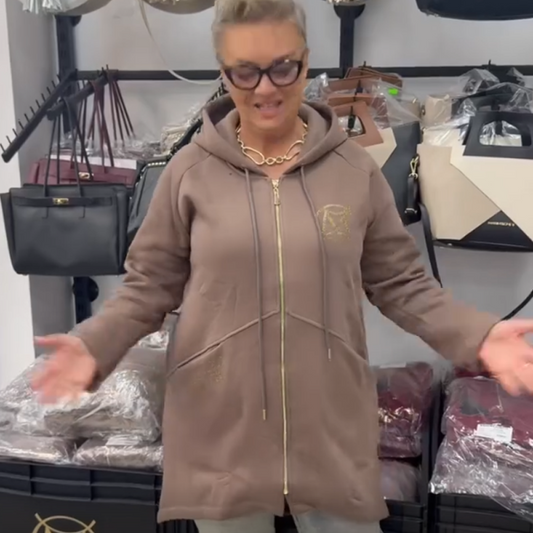 Casual hoodie med dragkedja för damer