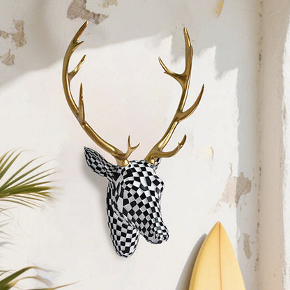 Modern geometrisk väggkonst med hjorthuvud