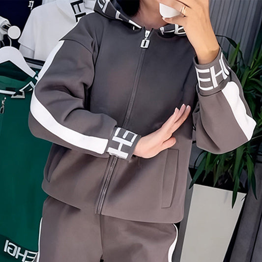 Women's Color-Block Hooded Tracksuit Set