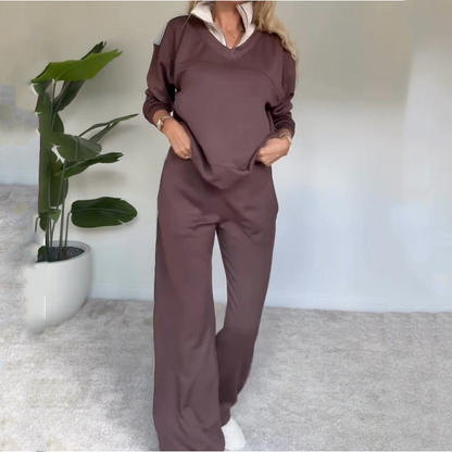 Avslappnad tvådelad ensemble för kvinnor