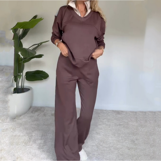 Avslappnad tvådelad ensemble för kvinnor