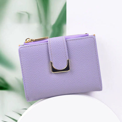 Kort plånbok för kvinnor med dragkedja och myntfack
