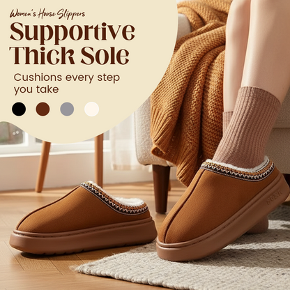 Tjocka tofflor med plyschfoder för kvinnor