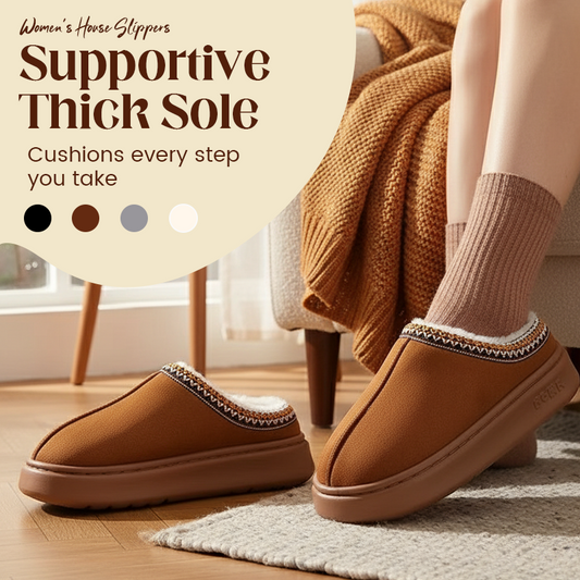 Tjocka tofflor med plyschfoder för kvinnor