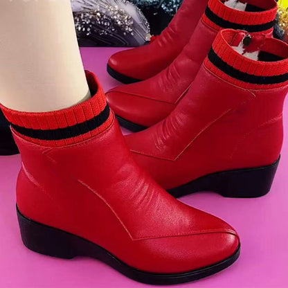 Varma fodrade ankelstövlar med kilklack för damer