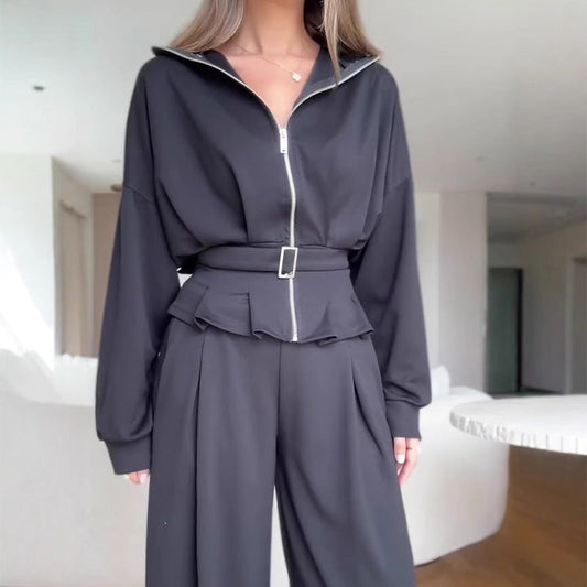 🔥Nyheter Specialerbjudande – Elegant outfit med hög midja och dragkedja