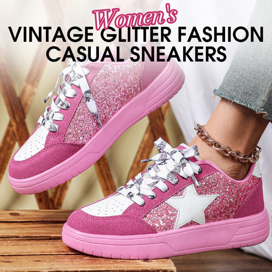 Dam Vintage Glitter Mode Fritid Sneakers