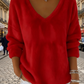 Mjuk och varm damtröja med V-ringning