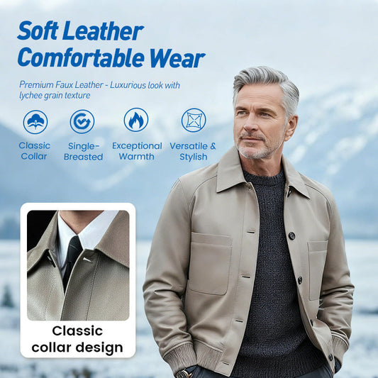 🧥 60% RABATT! 🔥 Herrjacka i Klassisk Konstläder – Modern Silhuett, Vadderad Innfodring & Trendig Daglig Användning ✨📦