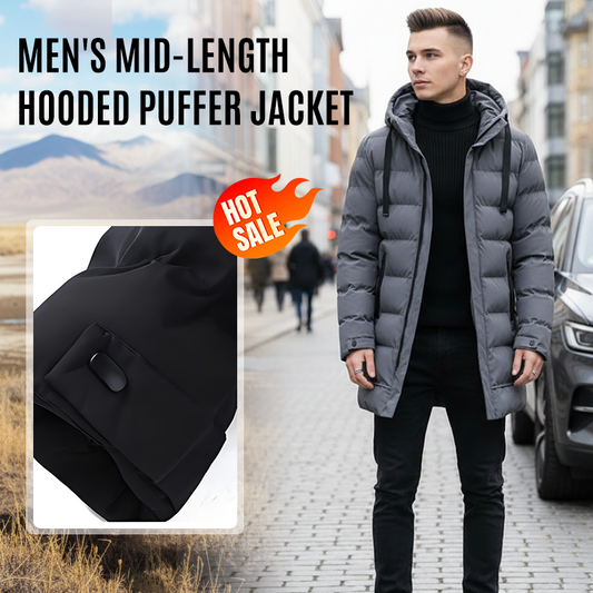 🔈🔈Vinternyttiga produkter - 50% RABATT❄️Medellång dunjacka med huva för män
