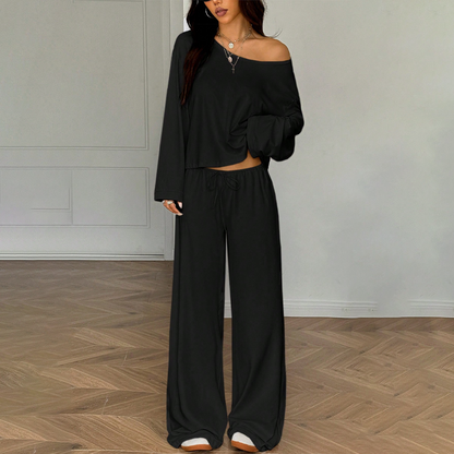 Women's Off-Shoulder Top &  Pants 2-Piece Outfit